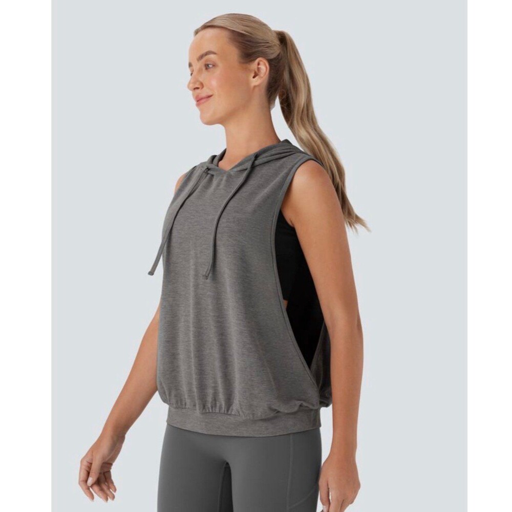 Halara Drawstring Sleeveless Workout Tank Top - Mottled Earth - XL